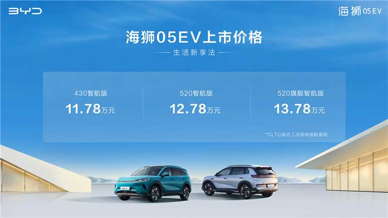 全系标配高阶智驾+高阶智舱，比亚迪海狮05EV正式上市