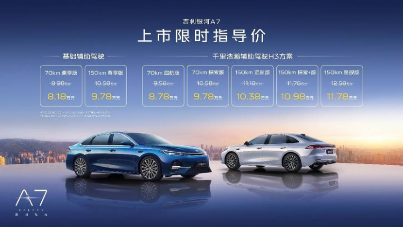 主流家轿新选择！吉利银河A7上市8.18万元起