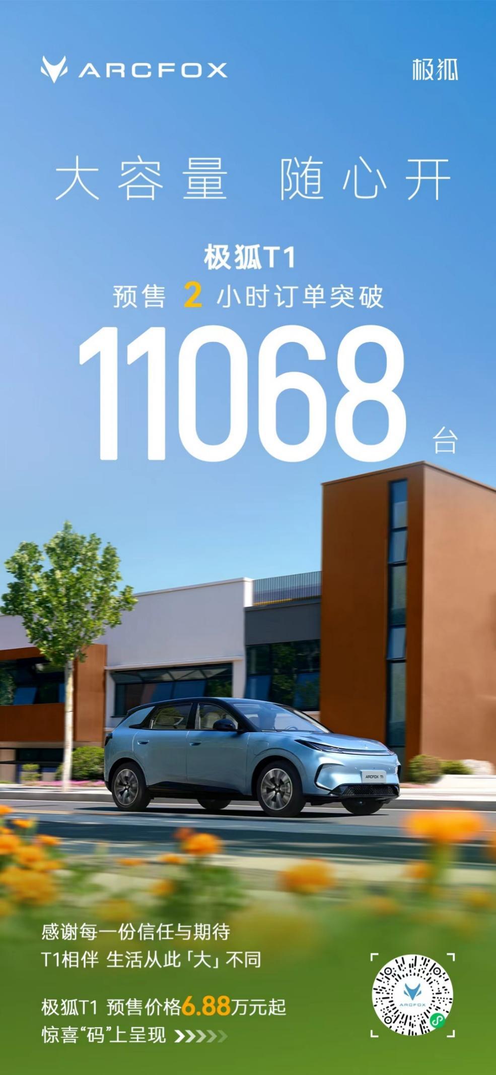 北极星架构赋能，极狐T1预售6.88万起，电池烧一赔一