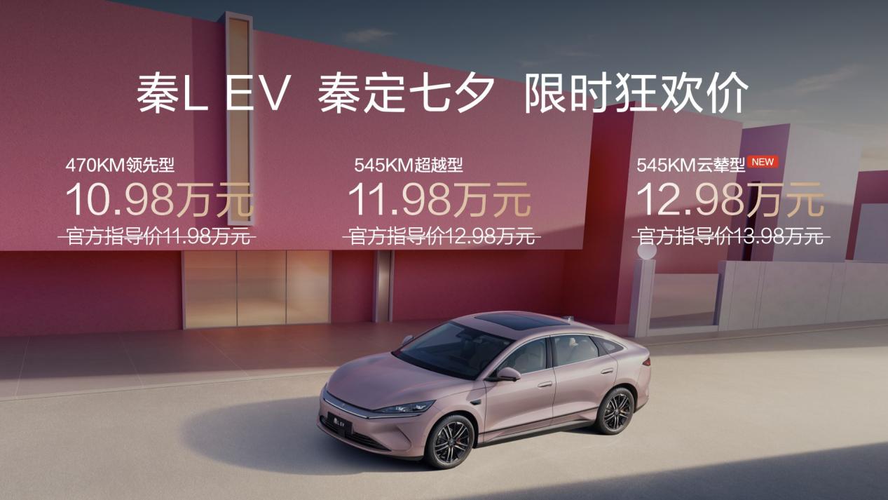 秦L EV上新545KM云辇型 七夕限时狂欢价12.98万元
