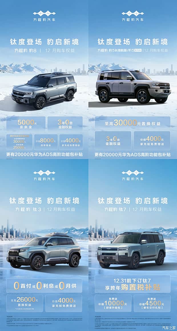 11月全系销售37405台 方程豹汽车发布12月全车系购车权益